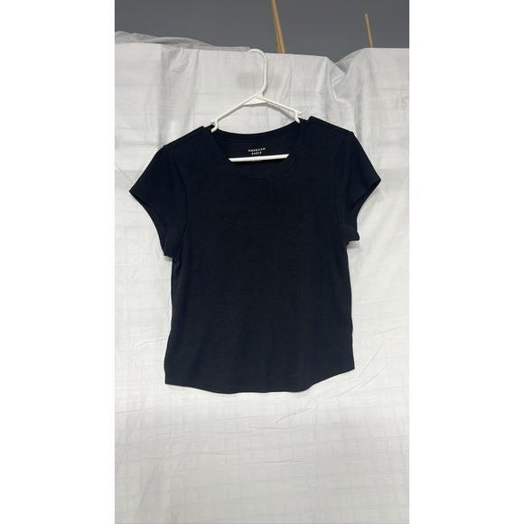 American Eagle By Payless Other - American Eagle Women Black Ribbed Short Sleeve Crew Neck T-Shirt xl